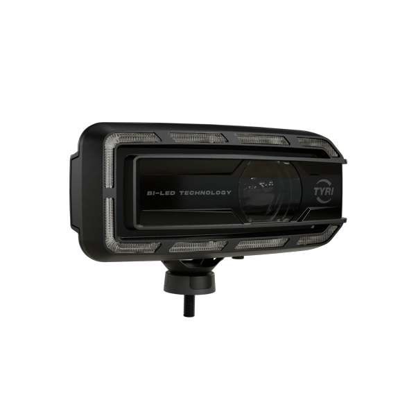 Product image of TYRI LED Driving Light DLM-F1 Bi-LED, facing right, with the light turned off