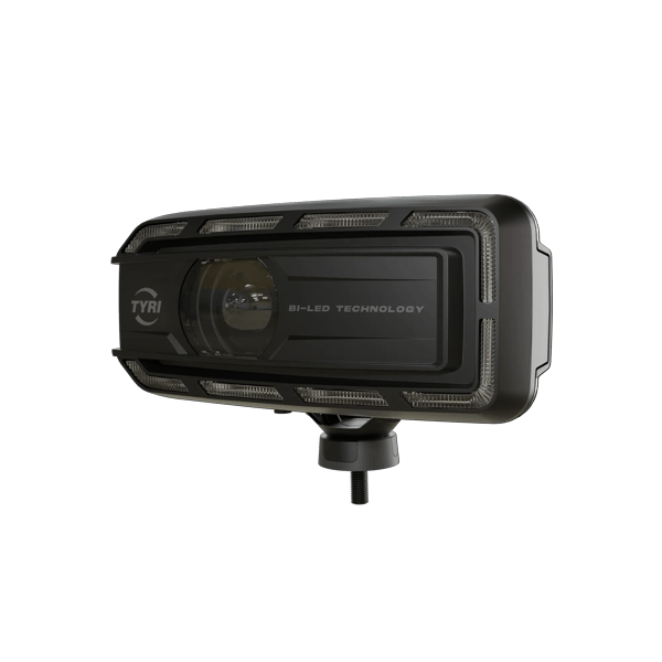 Product image of TYRI LED Driving Light DLM-F1 Bi-LED, facing left, with the light turned off