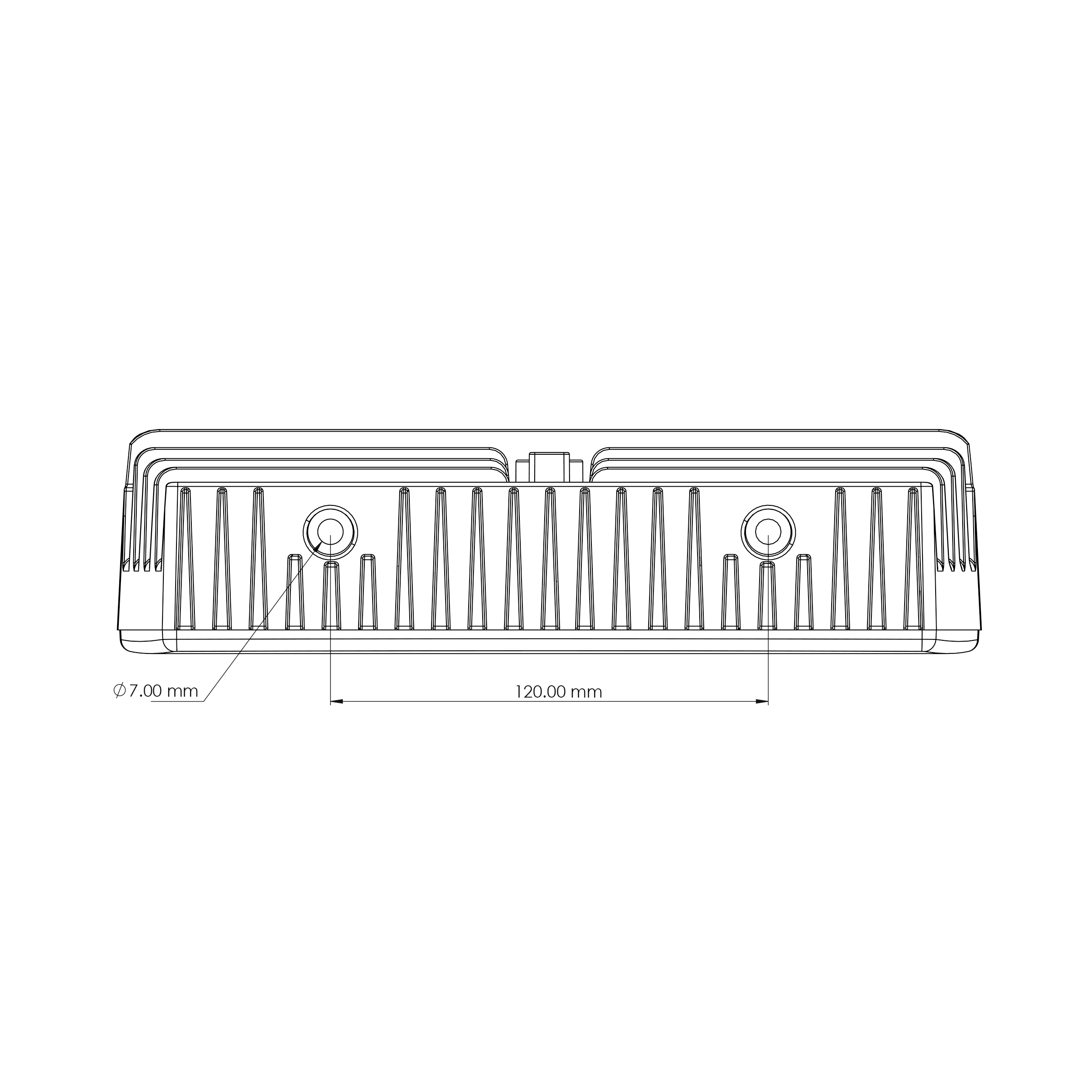 Dessin technique de la lampe de travail TYRI VL6 LED, montrant les dimensions détaillées et la disposition de montage pour la planification de l'installation.