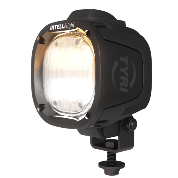 Product image of TYRI smart LED work light; INTELLilight. Facing left and with the light turned off.